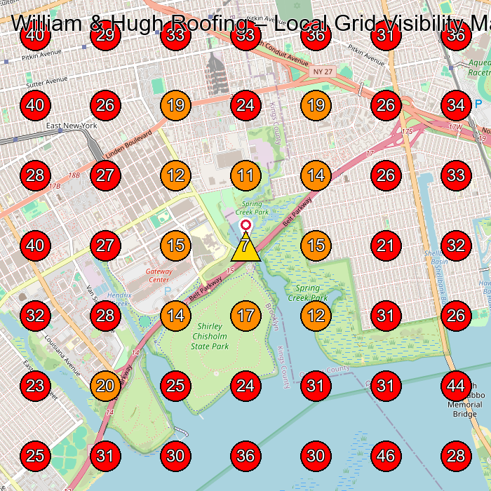 William & Hugh Roofing GeoGrid visibility map for Roofing Contractor in None